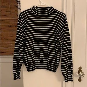 Black and white mock neck sweater